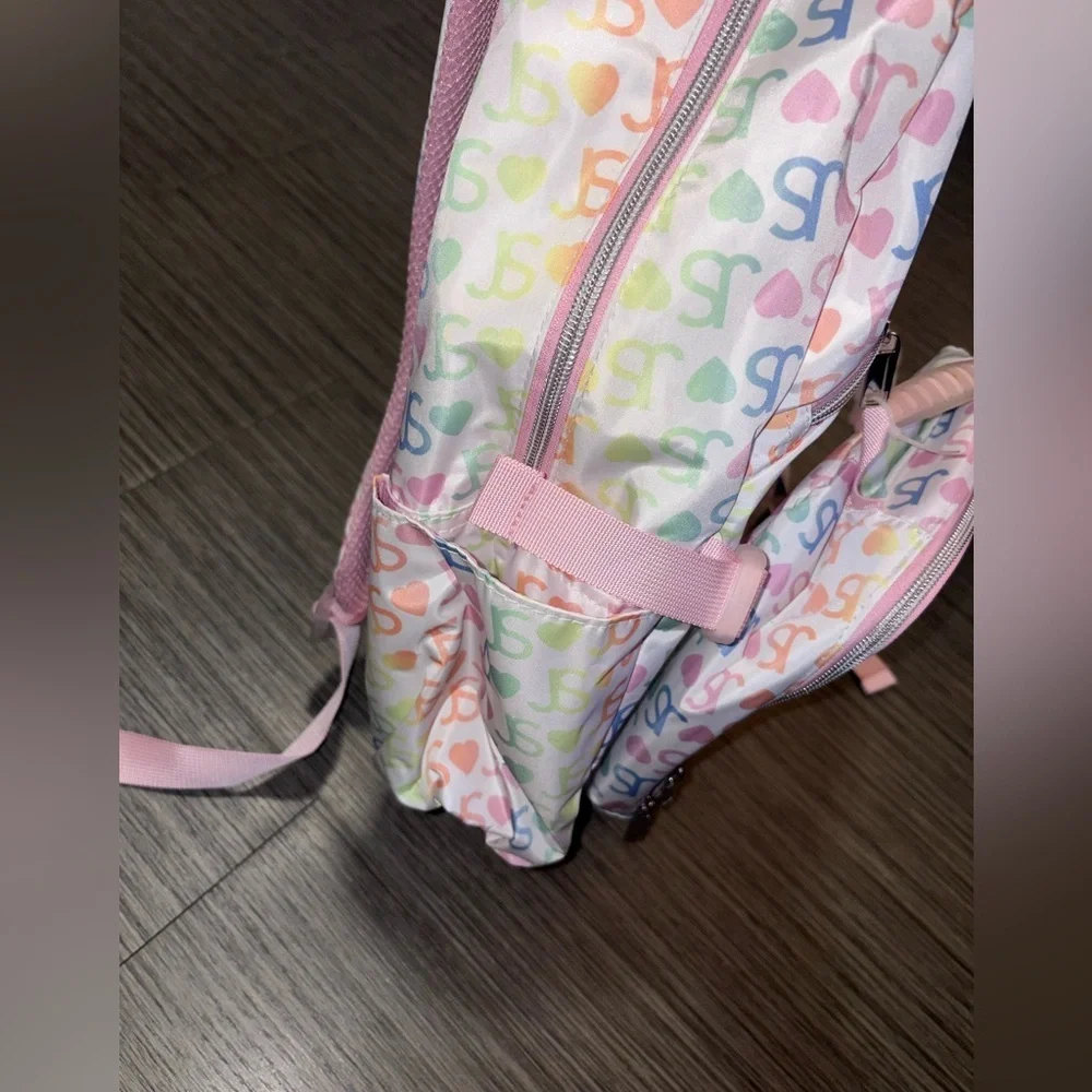 Jessica Simpson Pink Pastel Logo Full Size Backpack and Lunch Bag Set- NWT